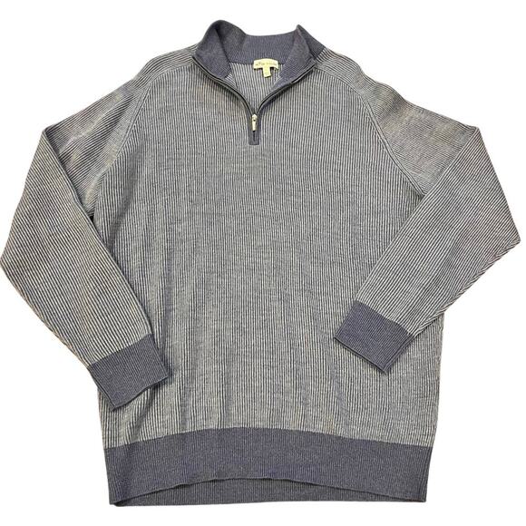 Peter Millar Mens 1/4 Zip Pullover Sweater Size L Merino Wool Ribbed Golf Preppy - Picture 1 of 7